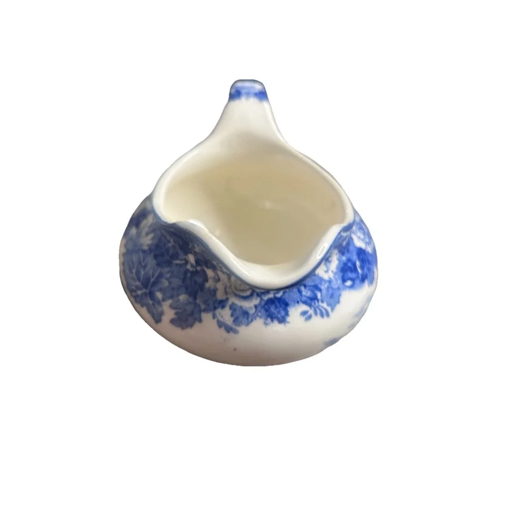 Vintage Enoch Woods English Scenery Blue White Sugar Bowl & Creamer Set